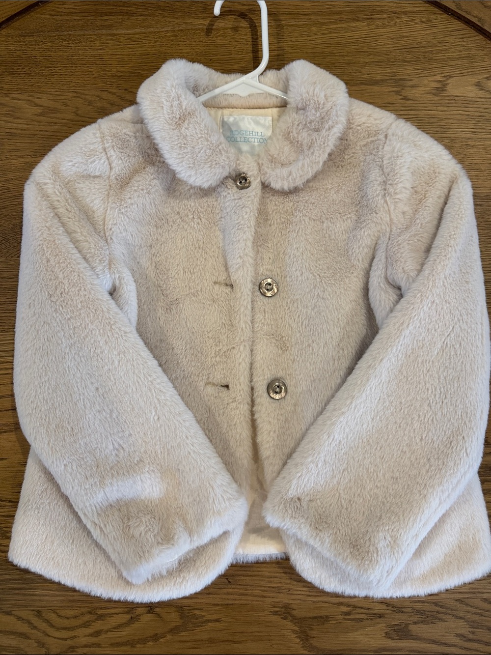 Edgehill Collection Kids Faux-Fur Pea Coat in Cream Size 6-6x